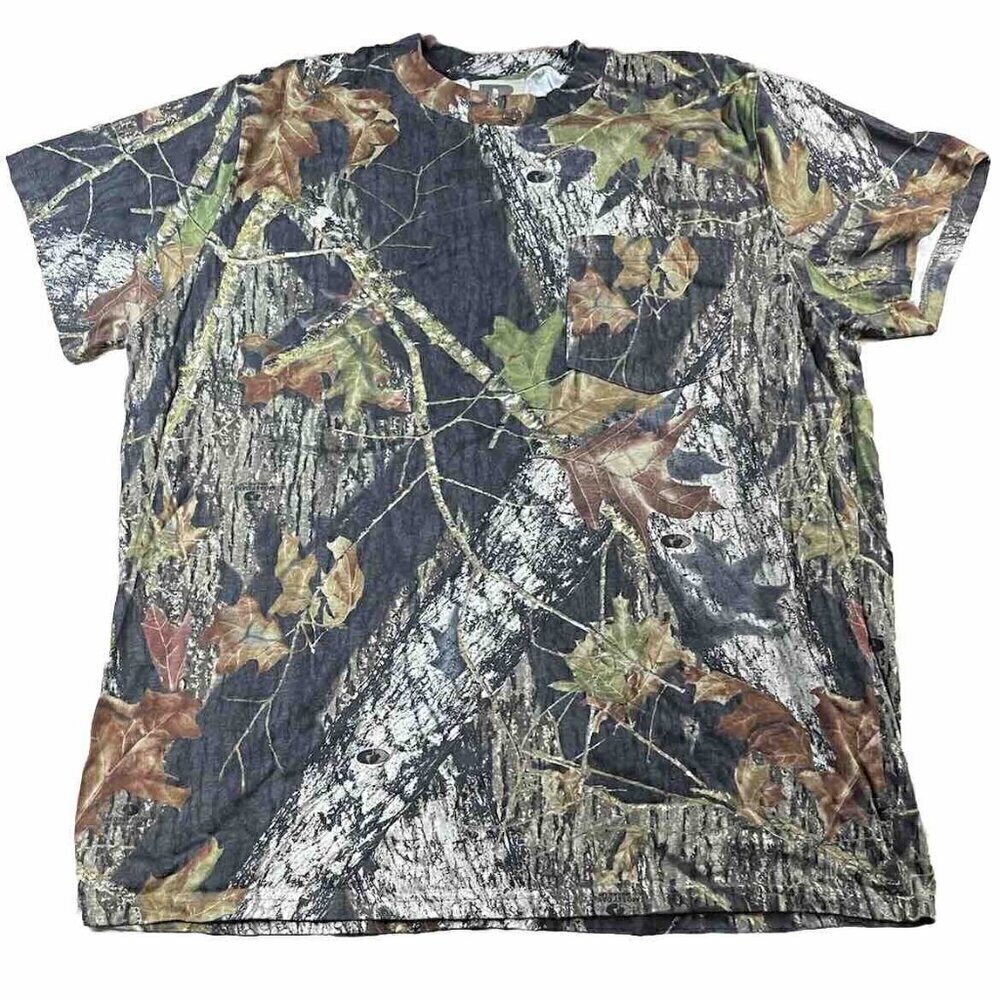 Russell Outdoors Camo Shirt Mens Sz 2XL/XXL Mossy Oak Break Up vintage S…